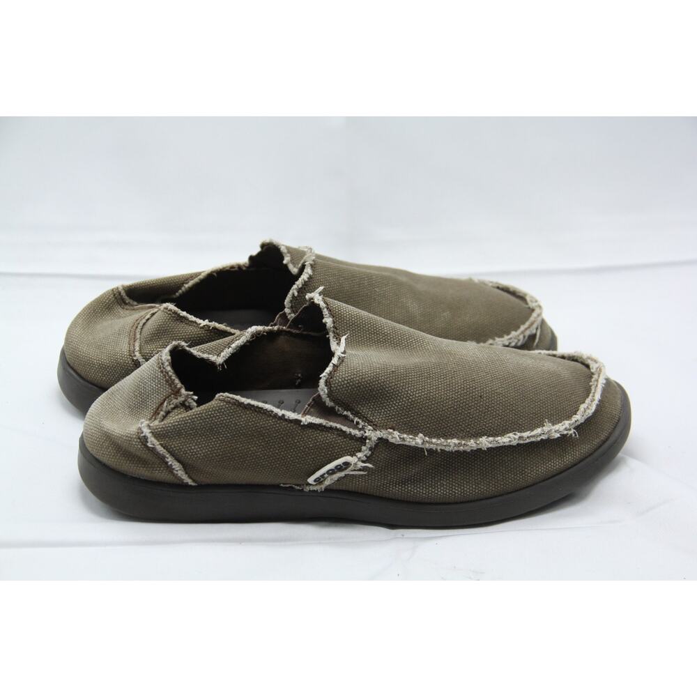 Crocs Santa Cruz Shoes Mens Size 10 Tan Brown Canvas Slip On Comfort Loafer